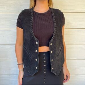 Vintage black leather Vest